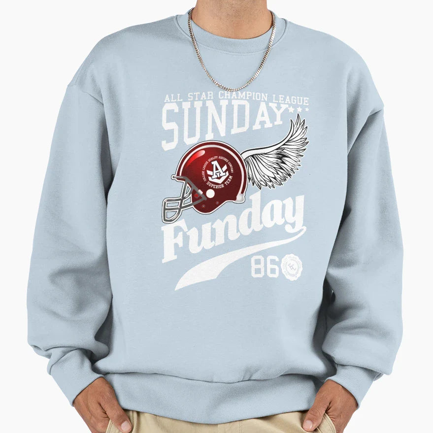 Sunday Funday Sports Wings Sweatshirt - Fun Novelty Design for Adults