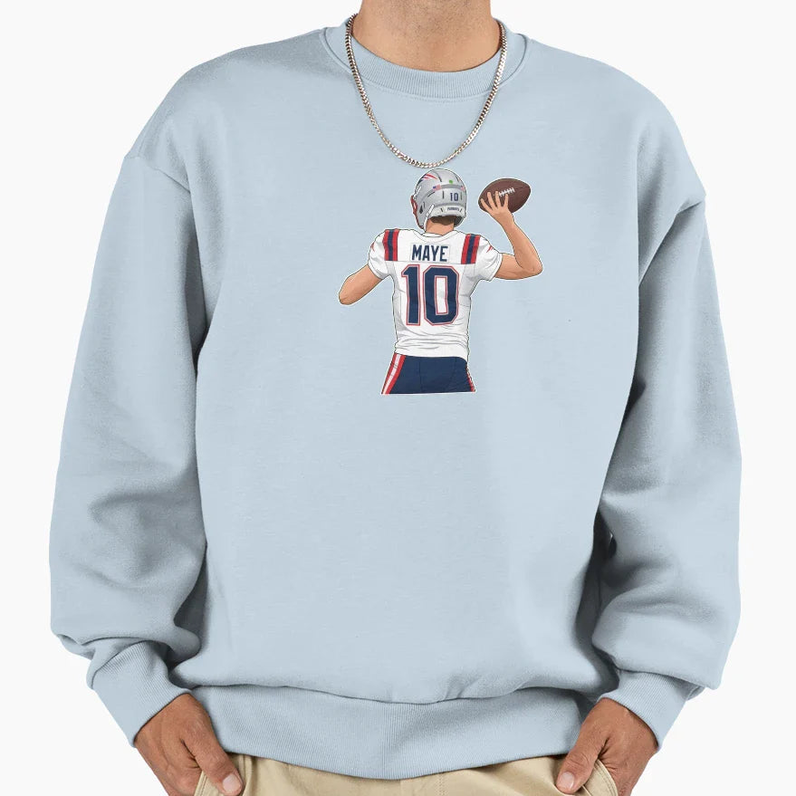 Drake Maye 10 Throwing Back Sweatshirt - Trendy Graphic Unisex