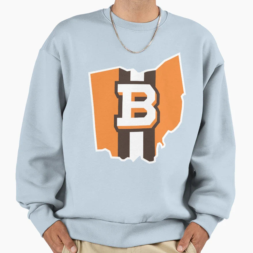 B Browns Along Ohio Map Sweatshirt - Fun Novelty Design Men Women