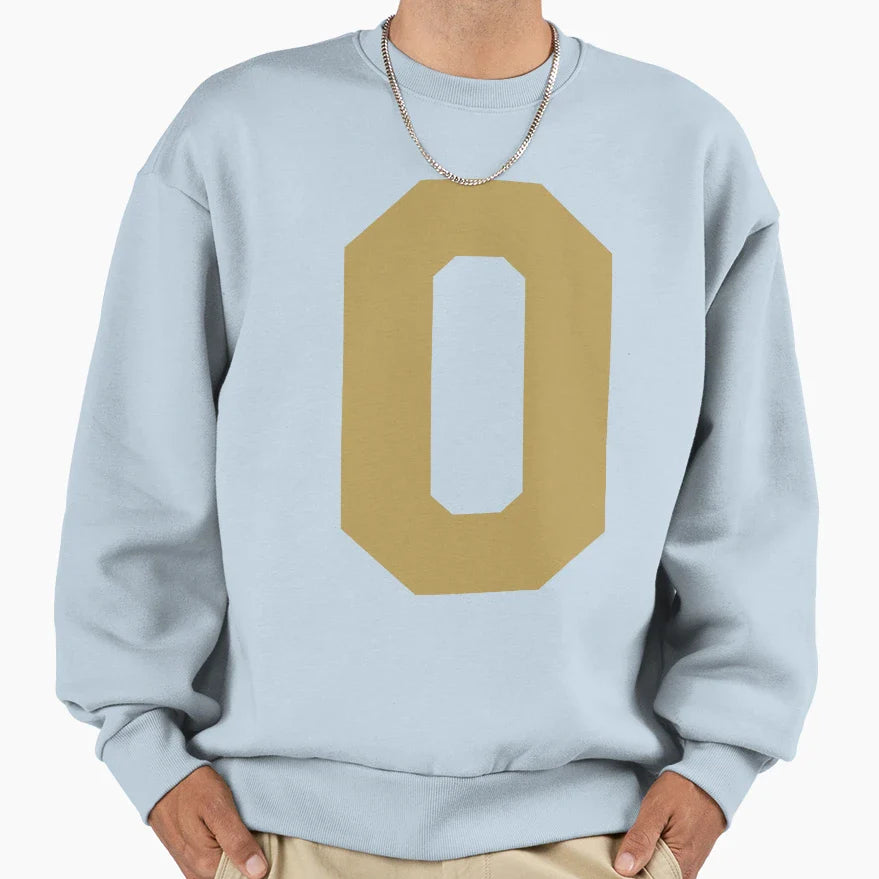 Alphabet Gold O Sports Letter O Sweatshirt - Aesthetic Graphic for Adults