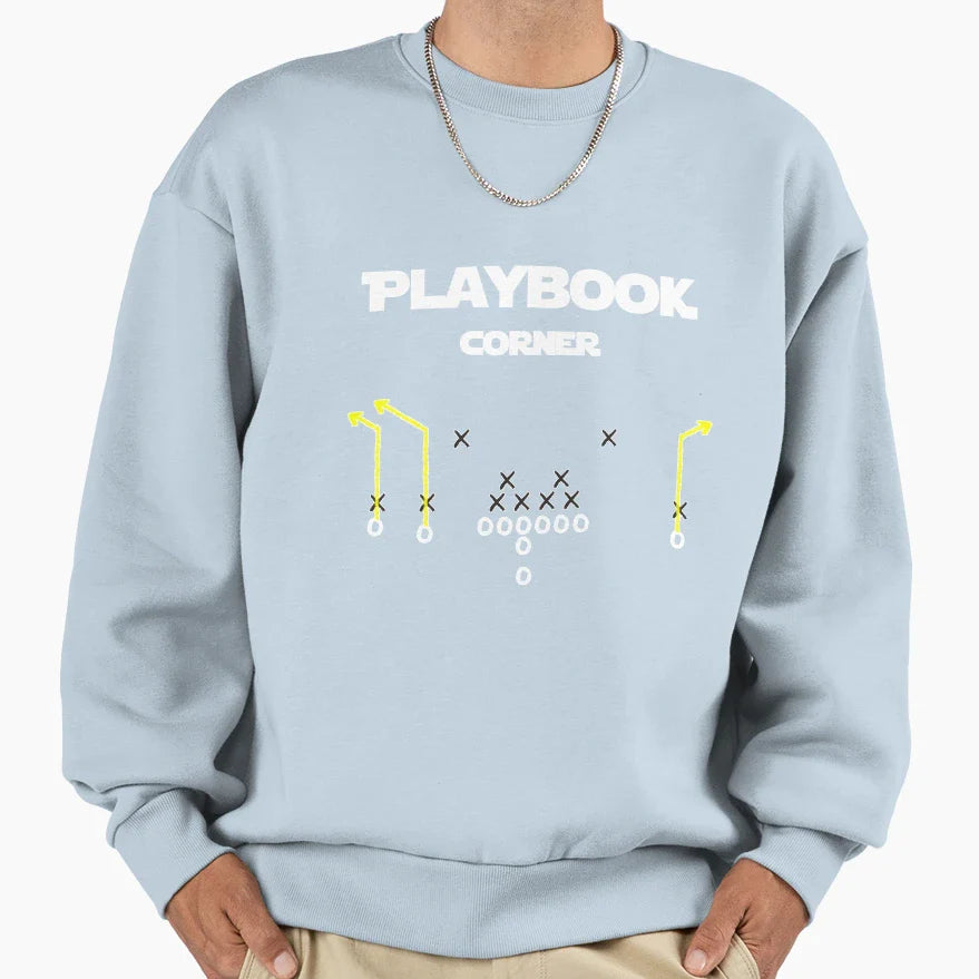 Football Playbook Corner Route Sweatshirt - Custom Art Print Men Women