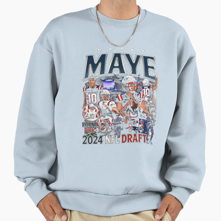 Drake Maye Bootleg Round Pick 2024 Sweatshirt - Custom Art Print Unisex