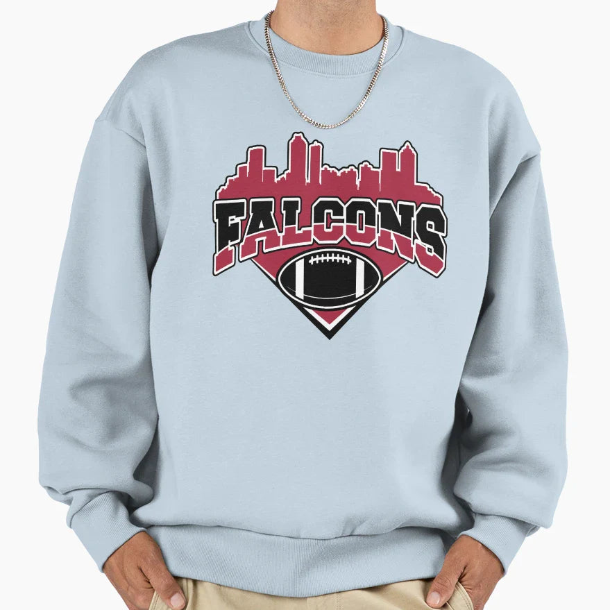 Falcons Football Skyline Football Sweatshirt - Unique Graphic Men Women