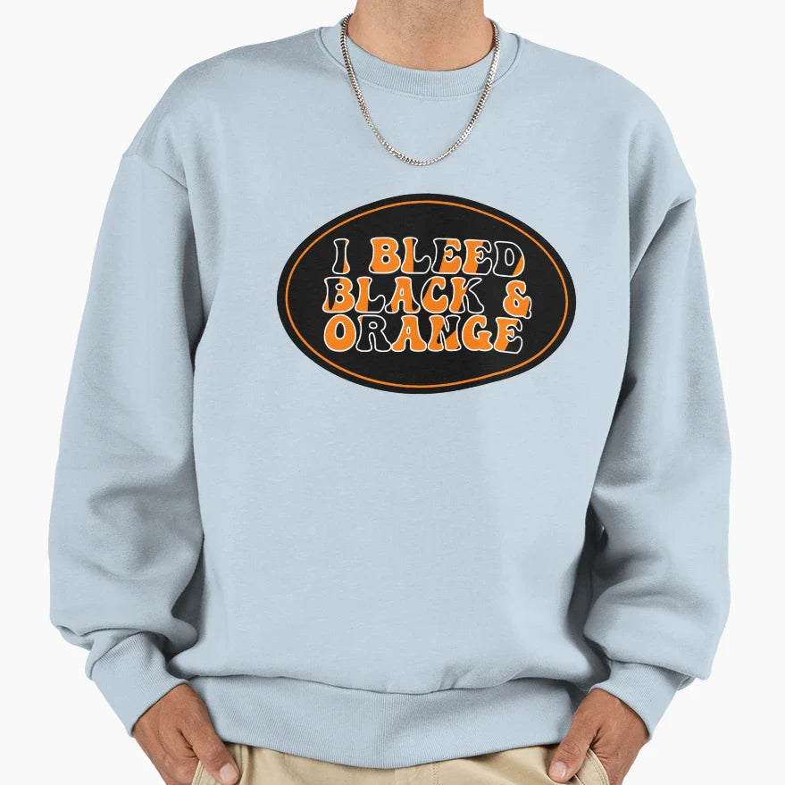 I Bleed Black Orange Oval Sweatshirt - Graphic Print Men Women