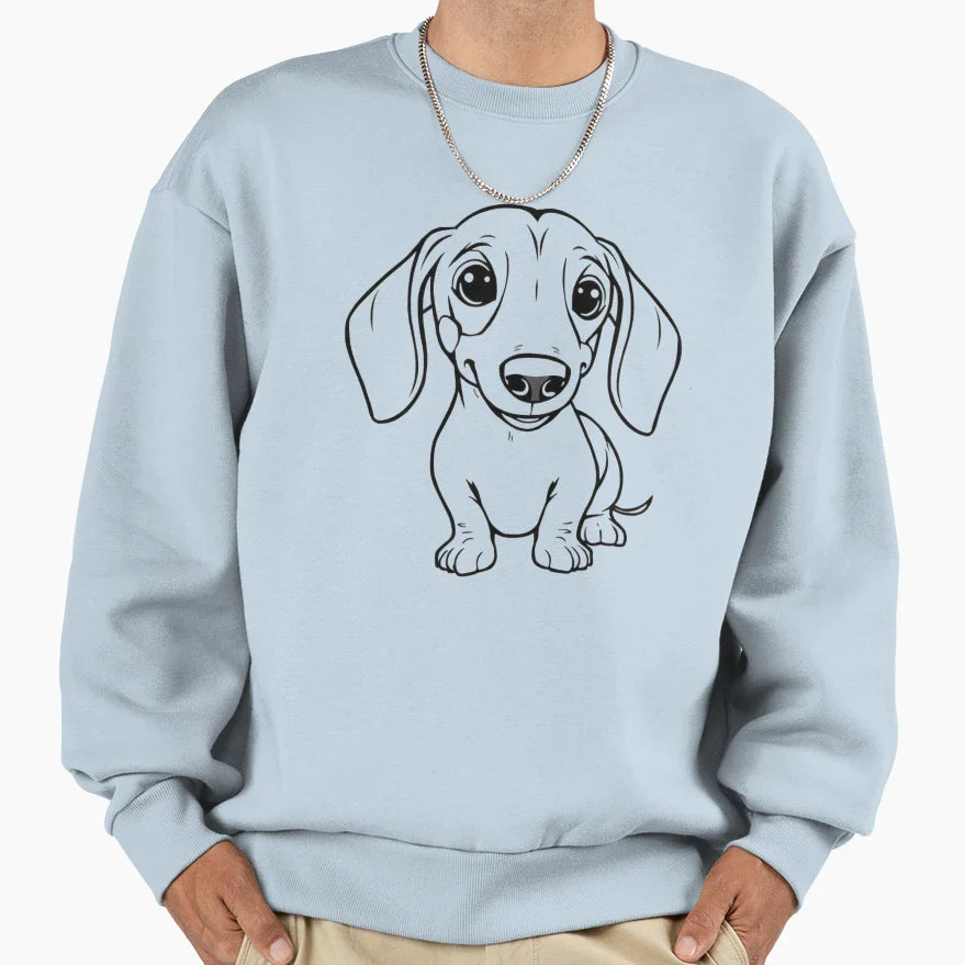 Playful Dachshund Long Body And Sweatshirt - Streetwear Style Men Women