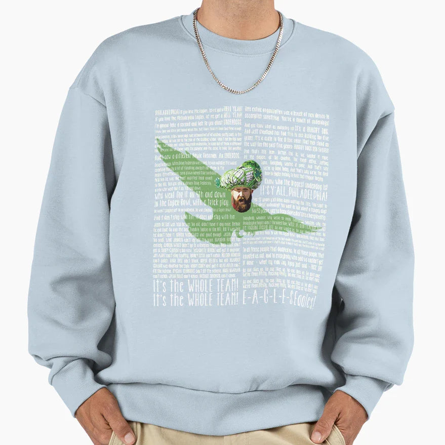 Jasonkelceparadespeechwhite Sweatshirt - Novelty Apparel for Adults