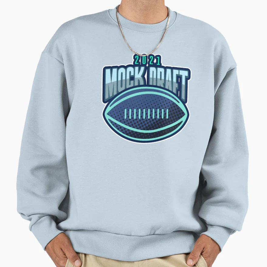 Mock Draft 2021 Fantasy Football Sweatshirt - Minimalist Print for Adults
