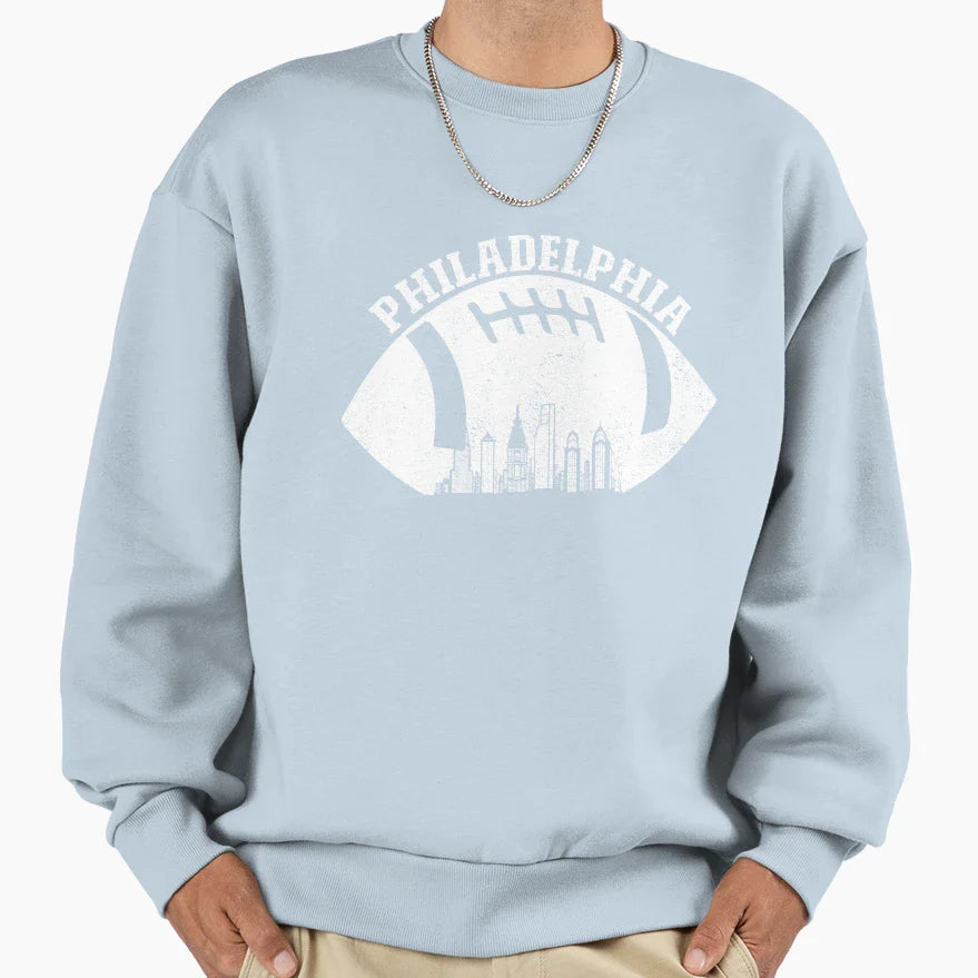 Philadelphia Skyline Football Fan Sweatshirt - Minimalist Print Unisex