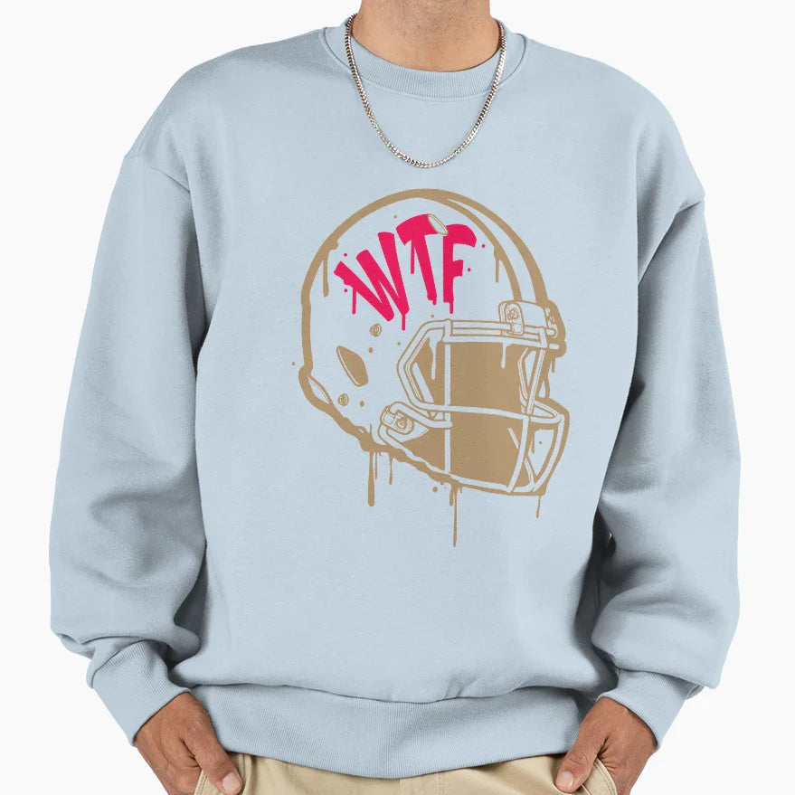 Funny Fantasy Football Wtf Helmet Sweatshirt - Novelty Apparel for Adults