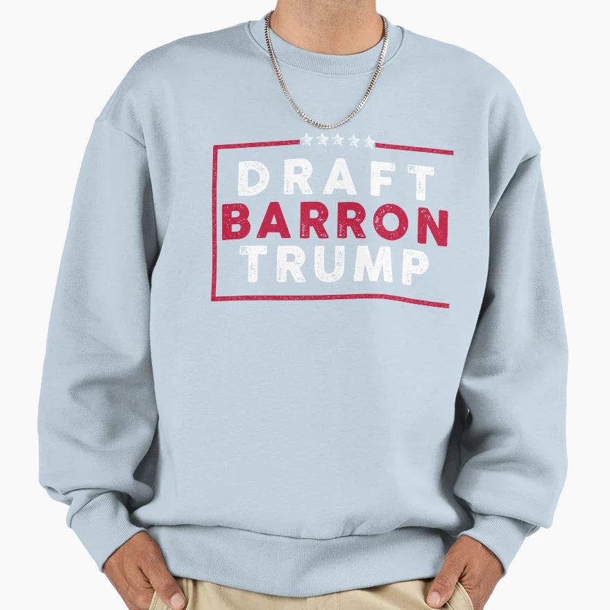 Draft Barron Trump Anti Maga Sweatshirt - Minimalist Print for Adults