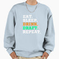 Eat Sleep Drink Draft Repeat White Sweatshirt - Minimalist Print Unisex