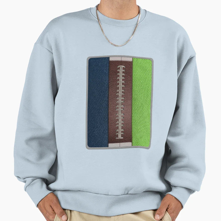 Football Navy Green And Gray Sweatshirt - Casual Everyday Wear for Adults