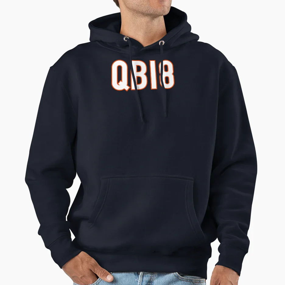 Qb18 Chicago White Hoodie - Unique Graphic for Adults