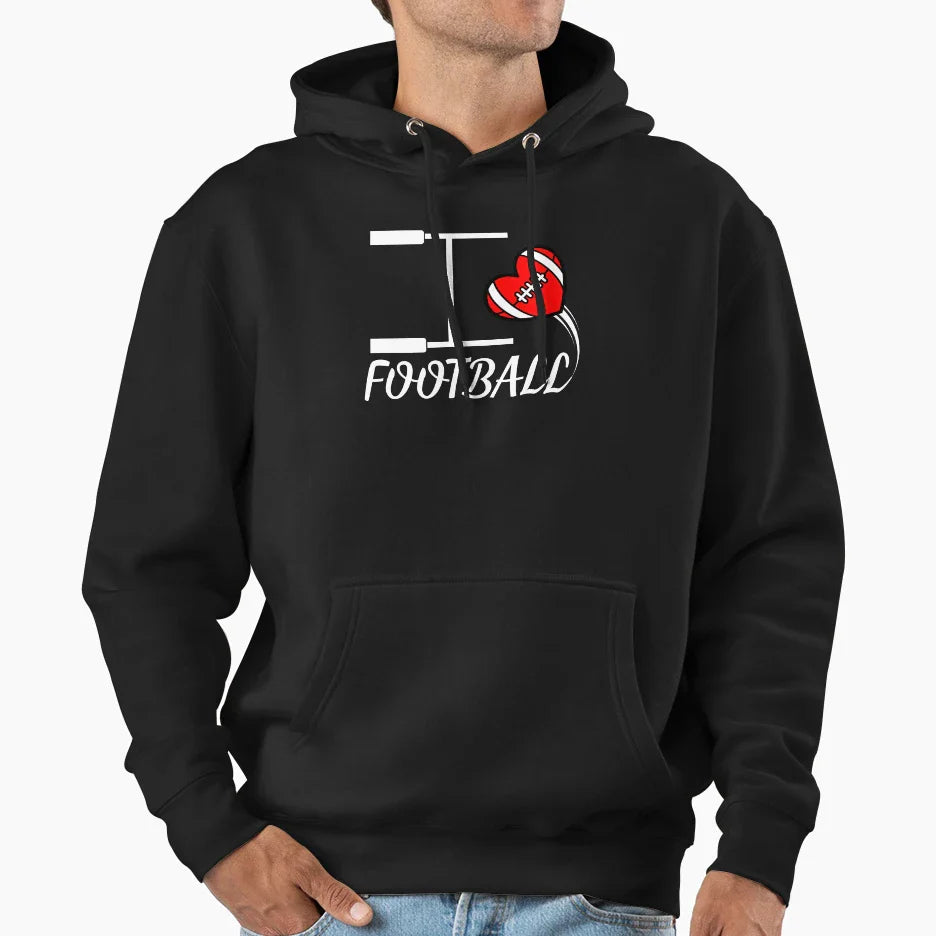 I Love Football Heart American Football Hoodie - Graphic Print Men Women
