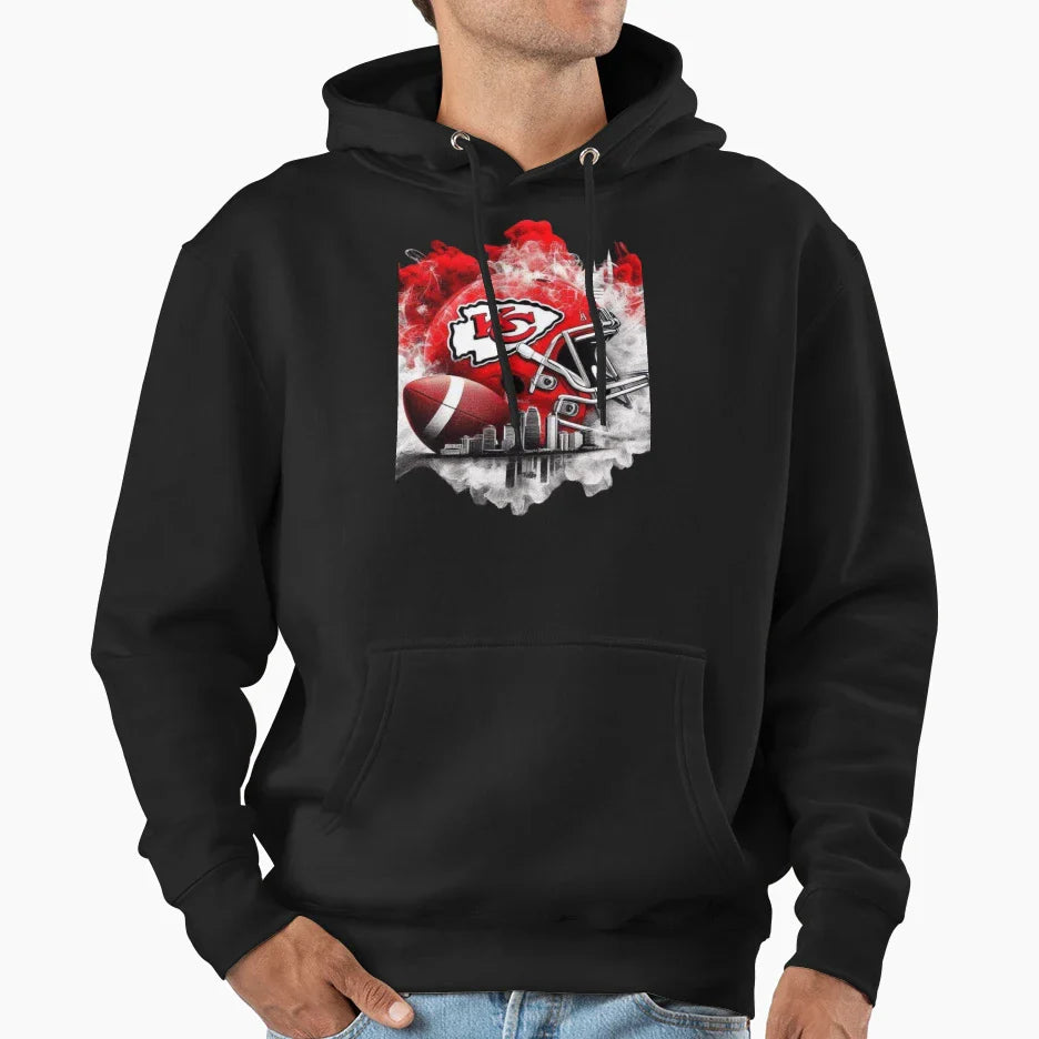 Kc City Chiefs Football Hoodie - Graphic Print Unisex