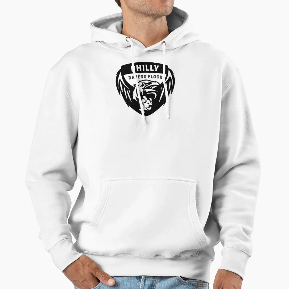 Philly Ravens Flock Logo B W Hoodie - Aesthetic Graphic Unisex