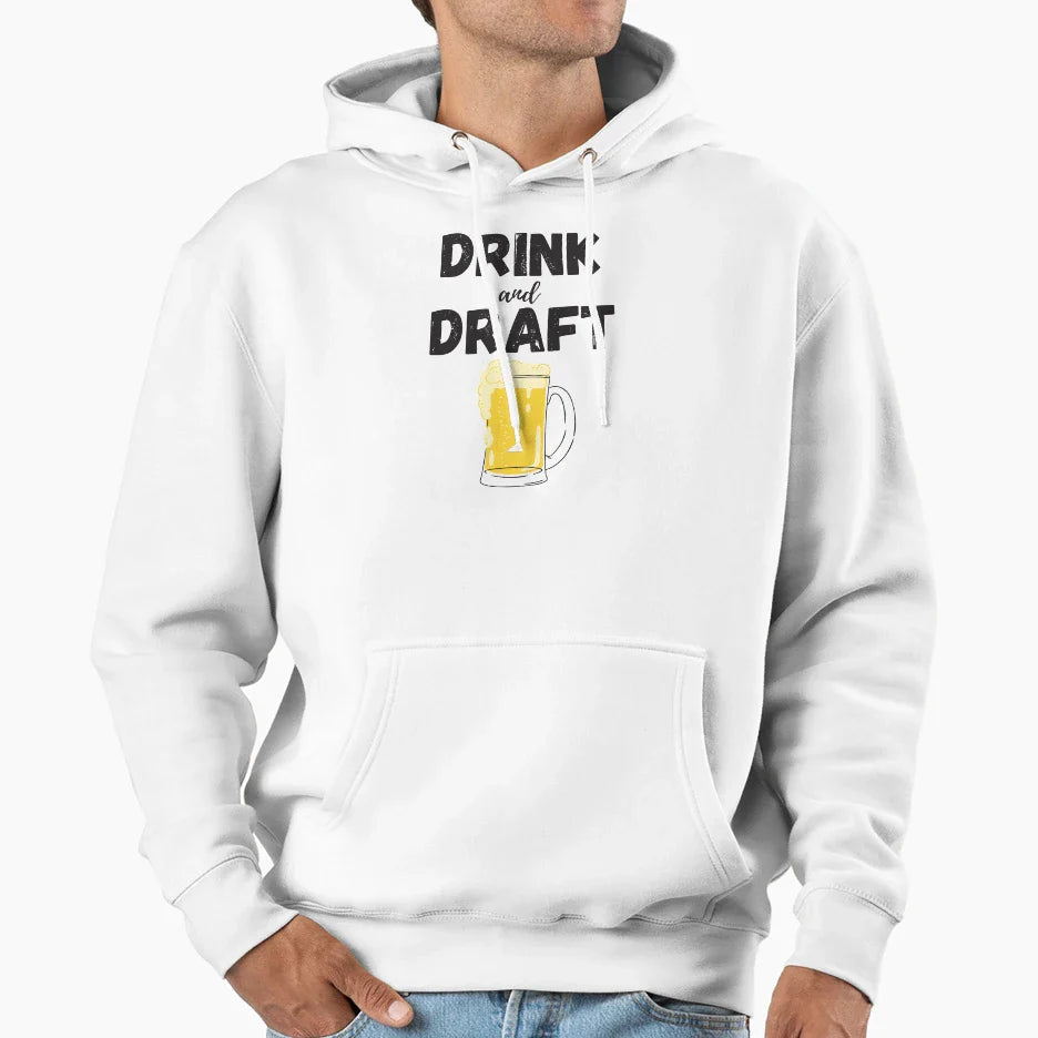 Drink And Draft Funny Fantasy Football Hoodie - Minimalist Print Men Women