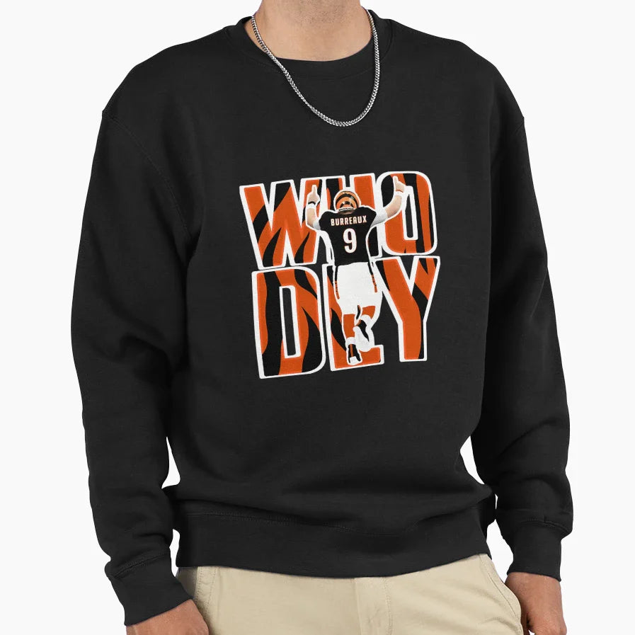 Who Dey Burrow Sweatshirt - Unique Graphic Men Women