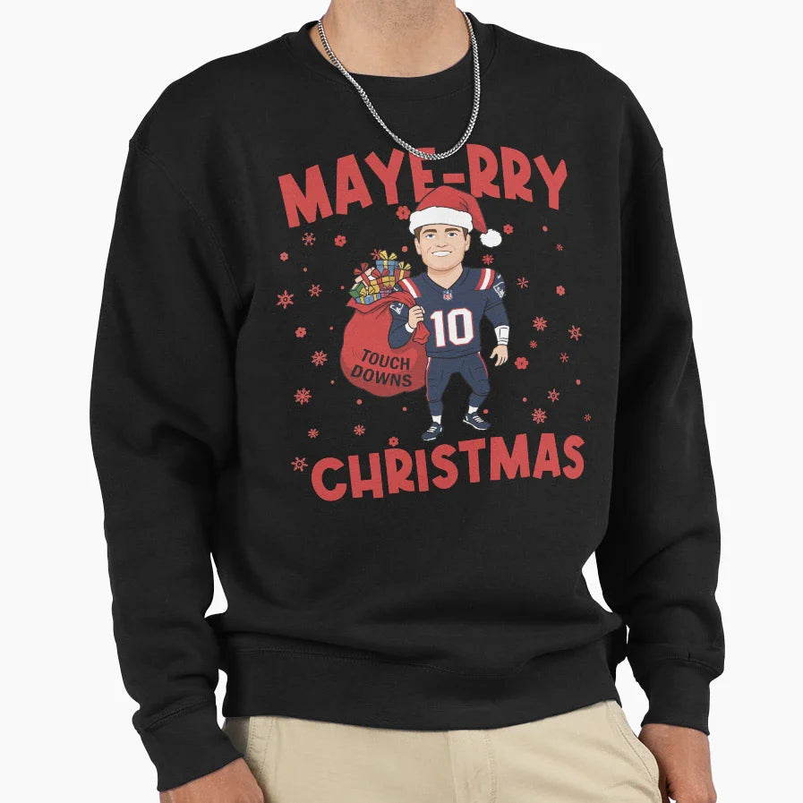 Drake Maye Santa Claus Touch Sweatshirt - Casual Everyday Wear Men Women