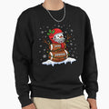 Merry Football Snowman Holiday Sports Sweatshirt - Graphic Print Unisex