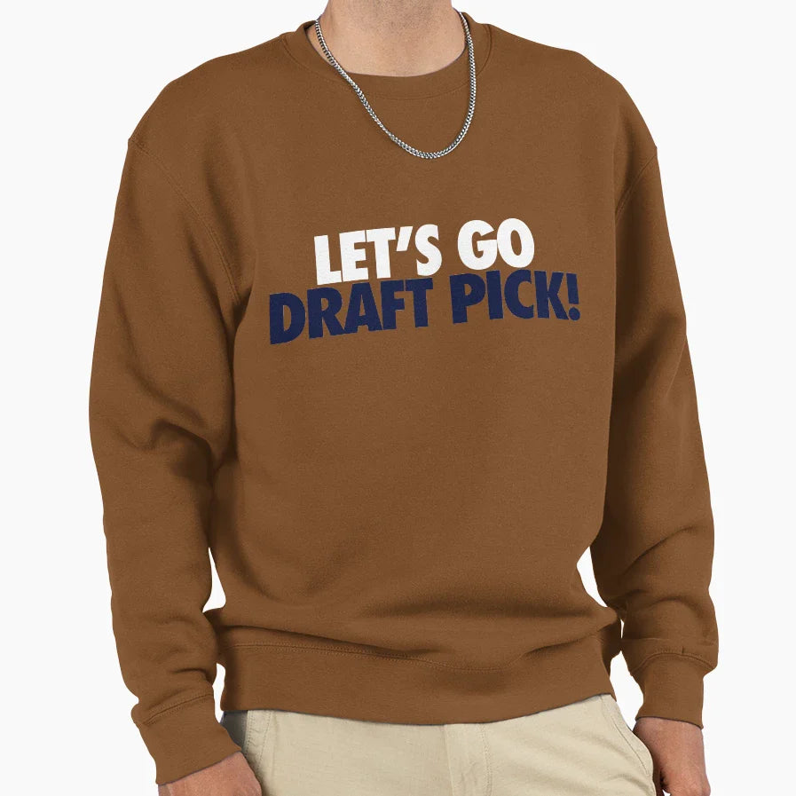 Lets Go Draft Pick Chi White Blue Sweatshirt - Minimalist Print Unisex