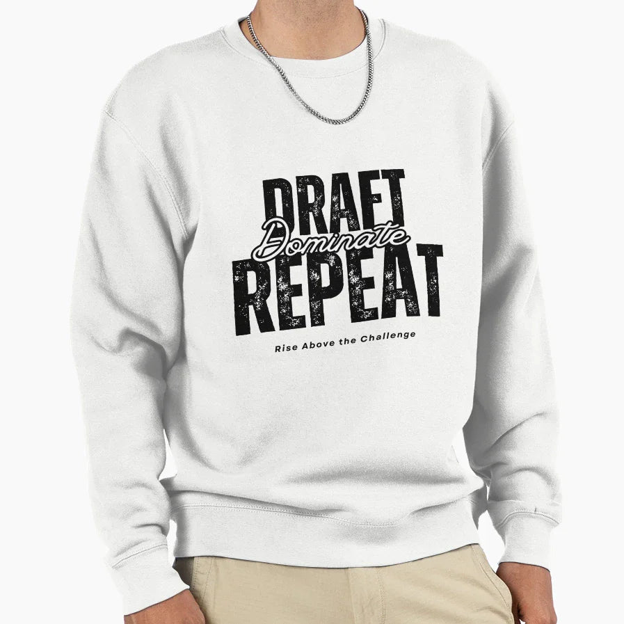 Draft Dominate Repeat Funny Fantasy Football T-Shirt - Graphic Print Unisex