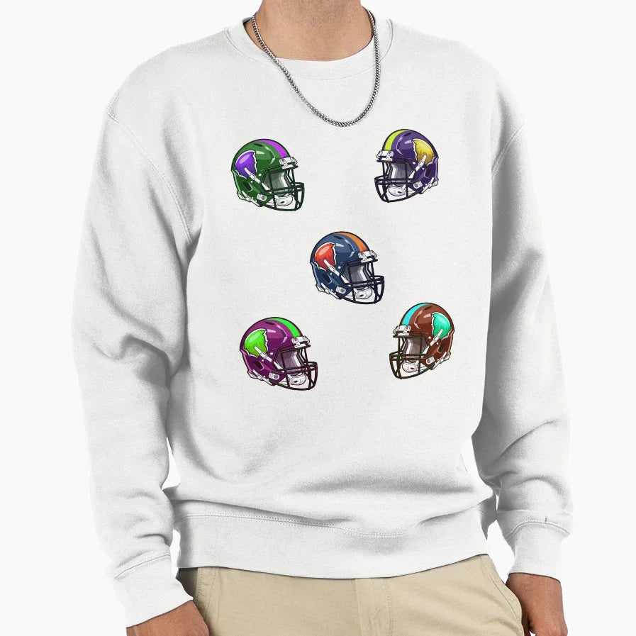 Football Helmet Pack Sweatshirt - Novelty Apparel for Adults