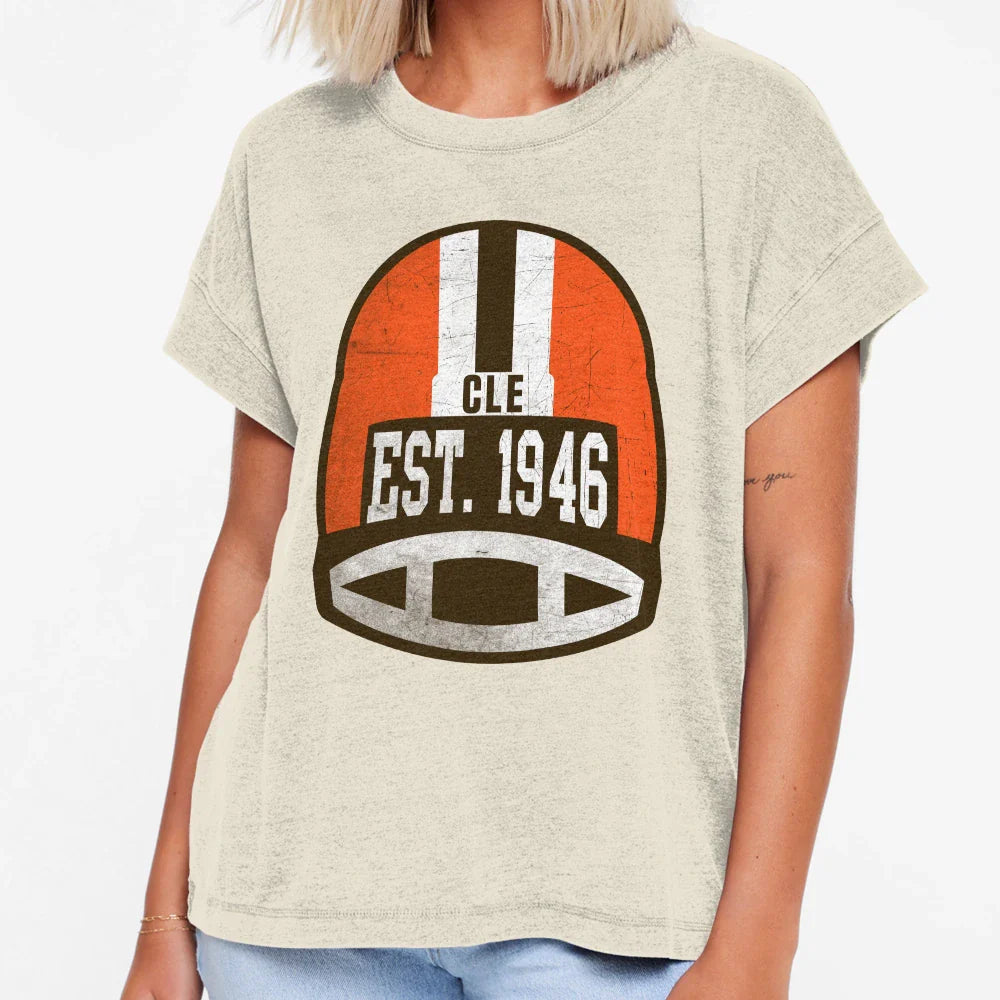 Cleveland Throwback Football Helmet T-Shirt - Unique Graphic Men Women