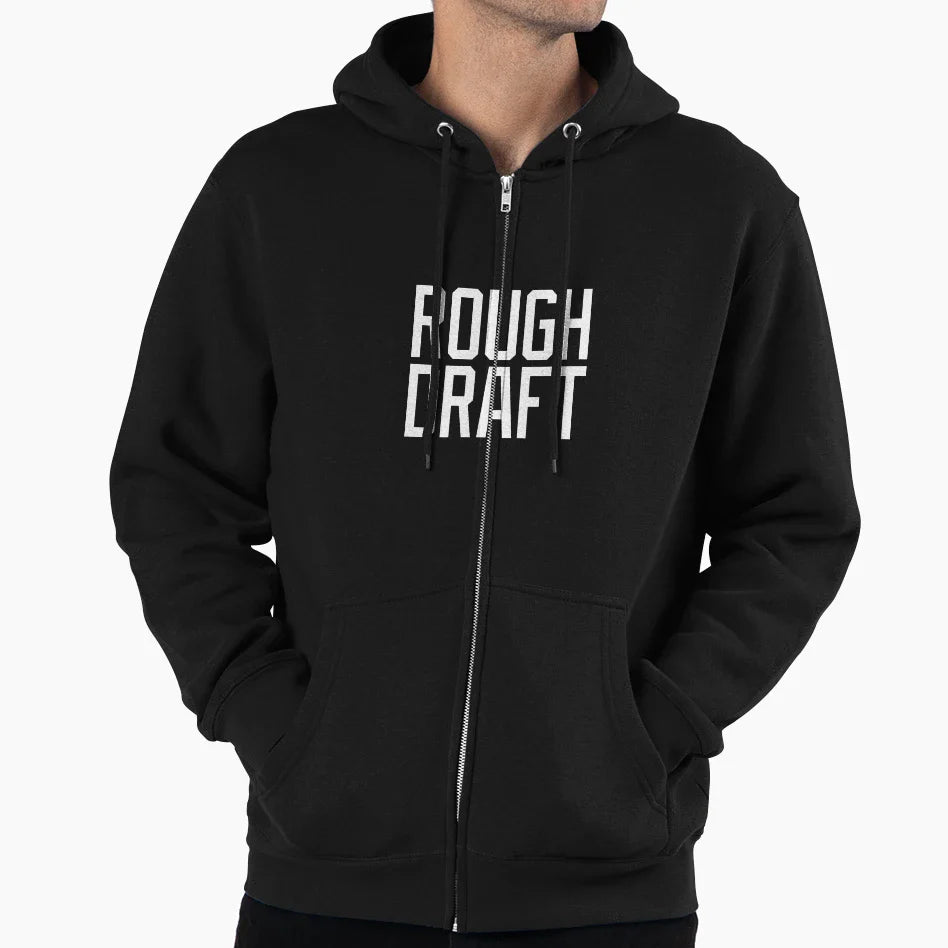 Rough Draft White Bold Hoodie - Minimalist Print Unisex