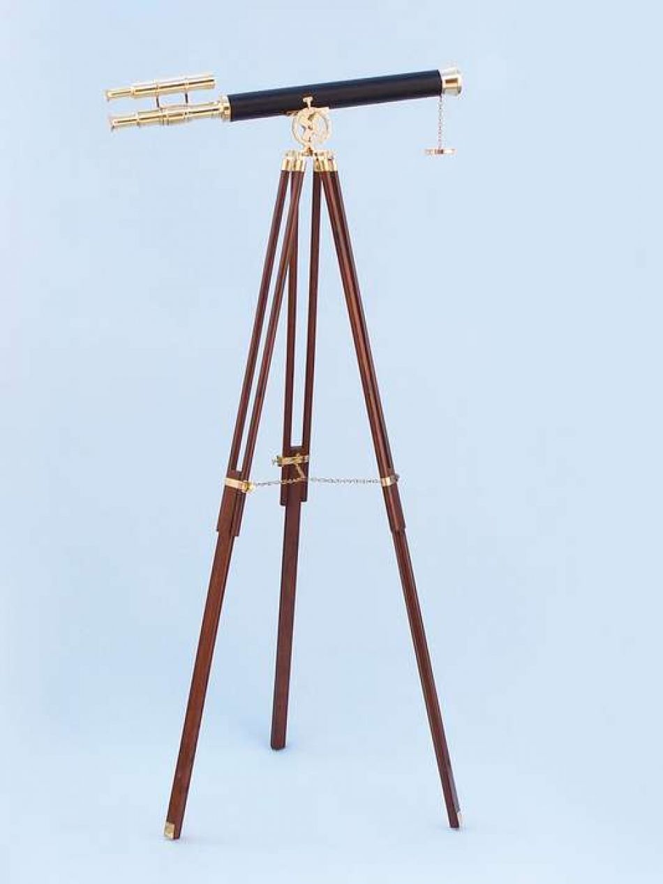 Floor Standing Solid Brass - Leather Griffith Astro Telescope 64""