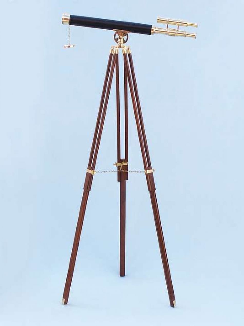 Floor Standing Solid Brass - Leather Griffith Astro Telescope 64""