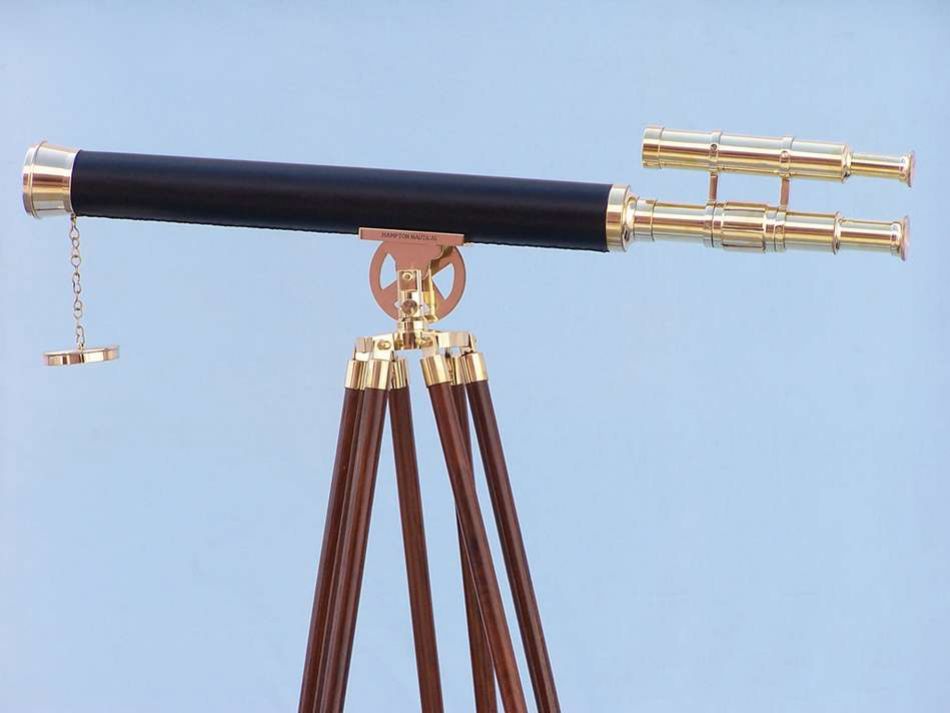 Floor Standing Solid Brass - Leather Griffith Astro Telescope 64""