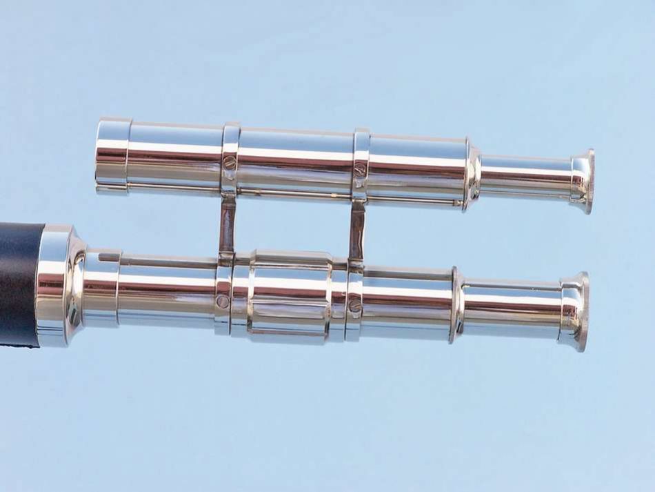 Chrome - Leather Griffith Astro Telescope 64"" with Black Wooden Legs