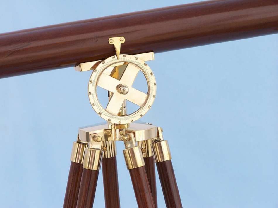 Floor Standing Solid Brass - Wood Griffith Astro Telescope 64""