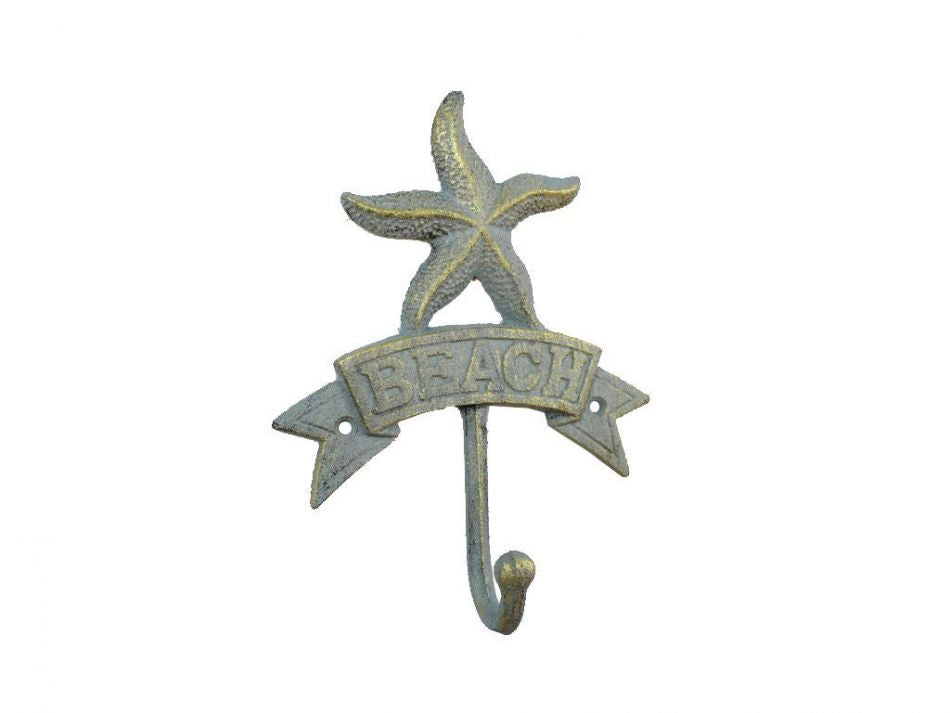 Antique Seaworn Bronze Cast Iron Starfish Beach Hook 8""