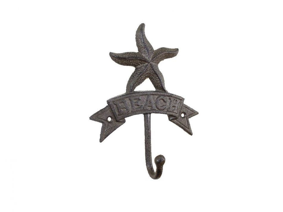 Cast Iron Starfish Beach Hook 8""