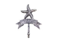 Rustic Silver Cast Iron Starfish Beach Hook 8""