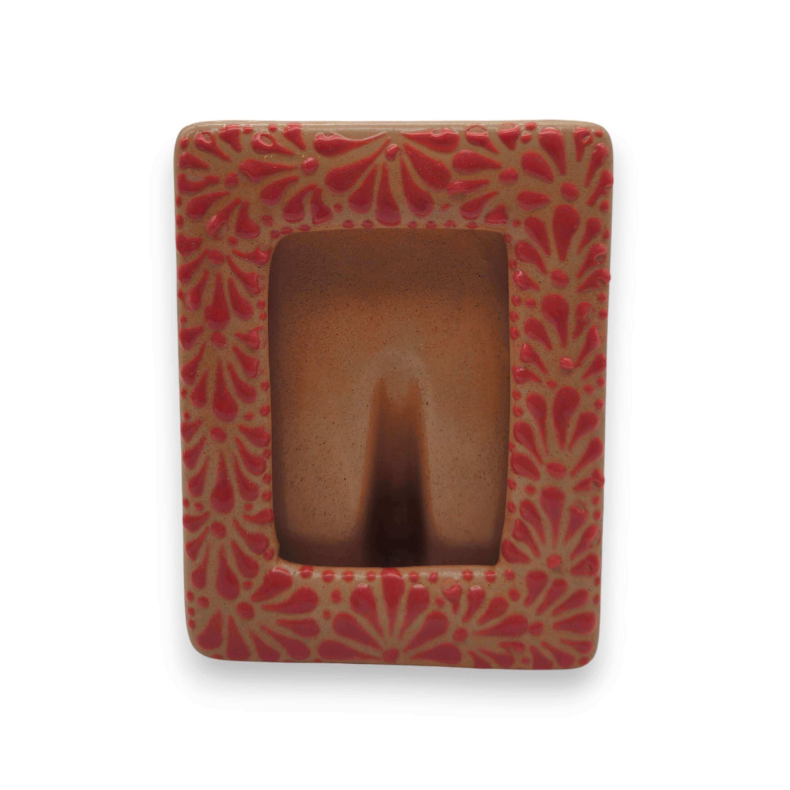 Talavera Terracotta Photo Frame | Pink Floral Accent