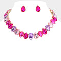 Teardrop Stone Cluster Link Evening Necklace