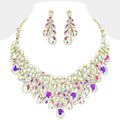 Teardrop Stone Cluster Marquise Vine Embellished Evening Necklace