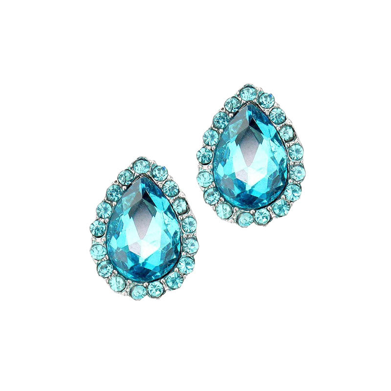 Teardrop Stone Evening Stud Earrings