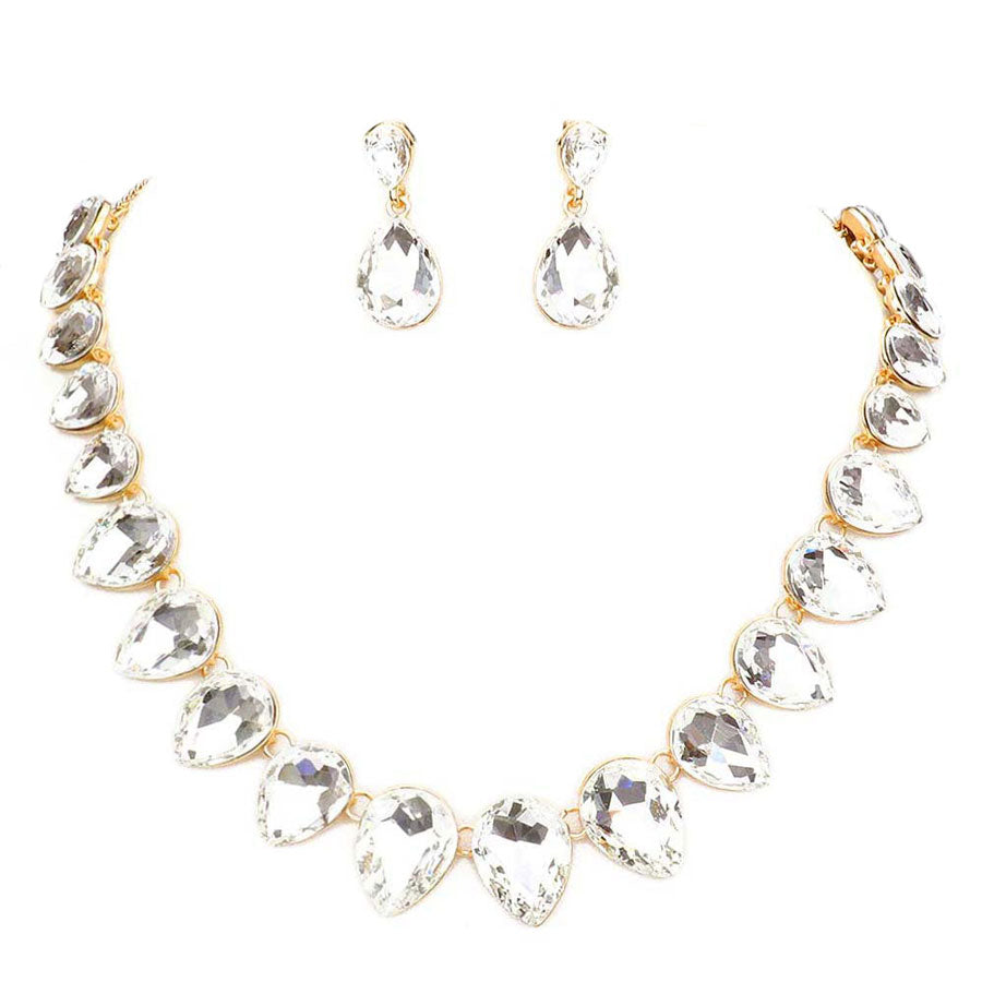 Teardrop Stone Link Evening Necklace