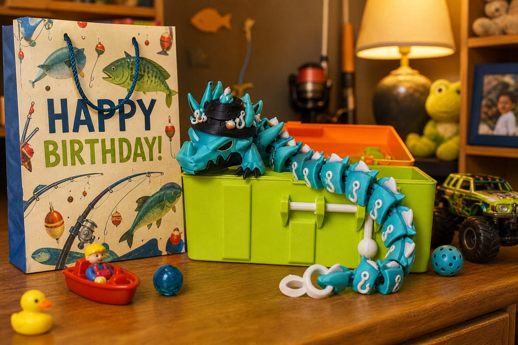 Fishing Dragon Toy with Tackle Box - 3D Printed Dragon