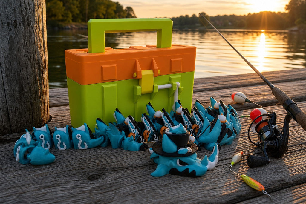 Fishing Dragon Toy with Tackle Box - 3D Printed Dragon