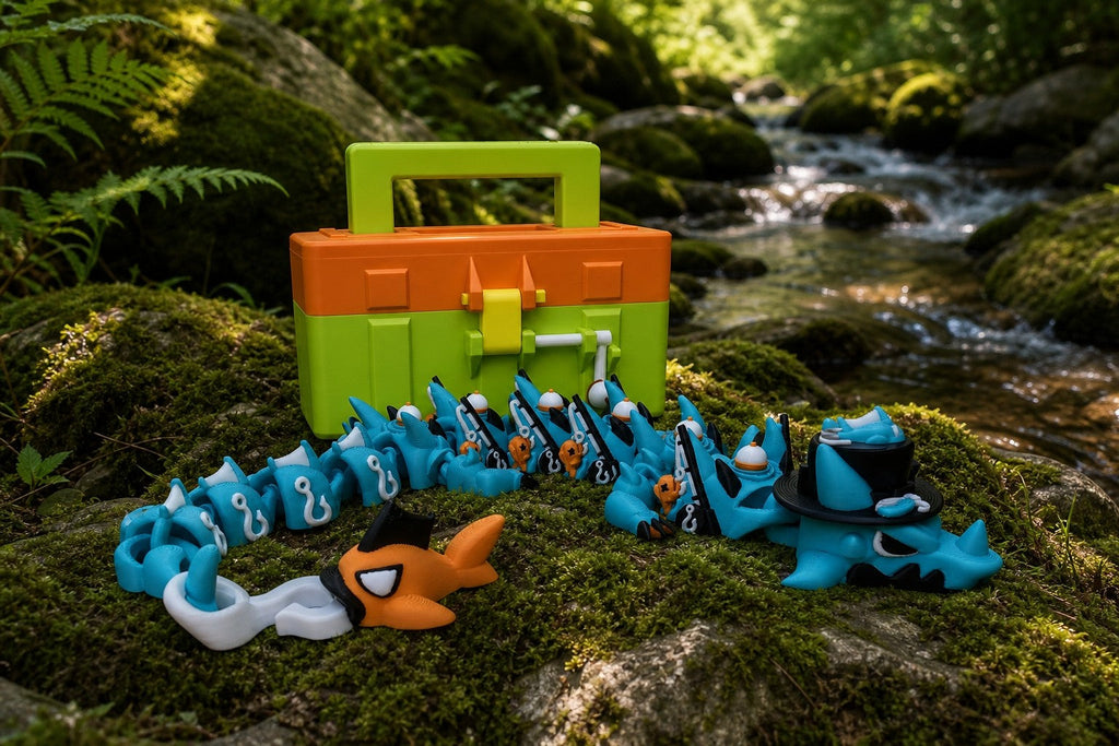 Fishing Dragon Toy with Tackle Box - 3D Printed Dragon