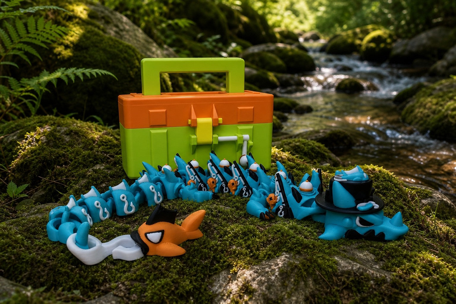 Fishing Dragon Toy with Tackle Box - 3D Printed Dragon