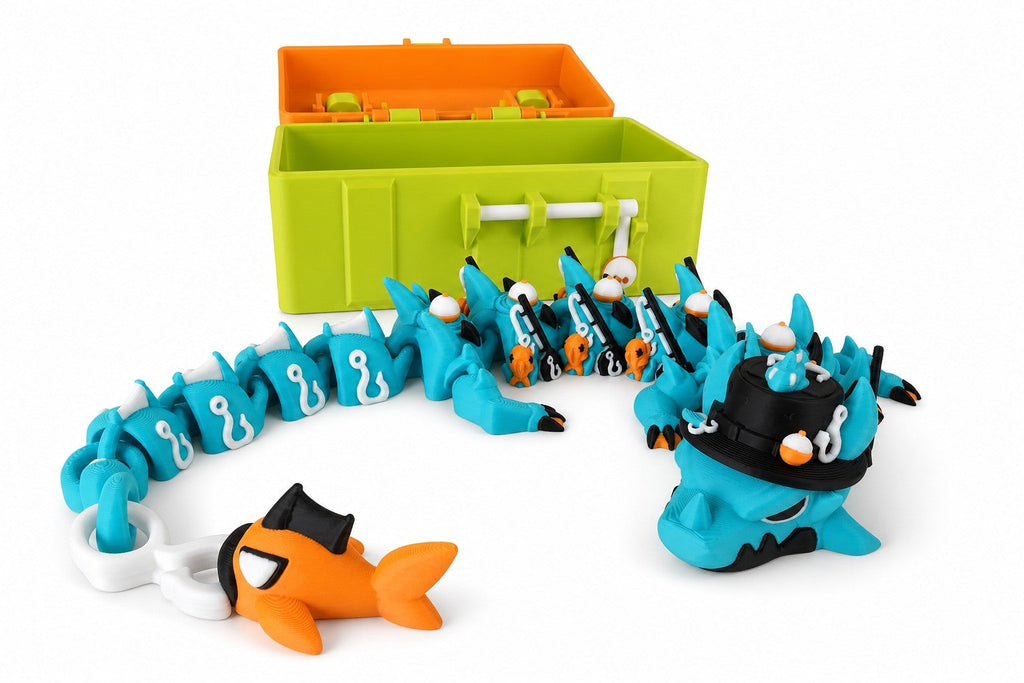 Fishing Dragon Toy with Tackle Box - 3D Printed Dragon