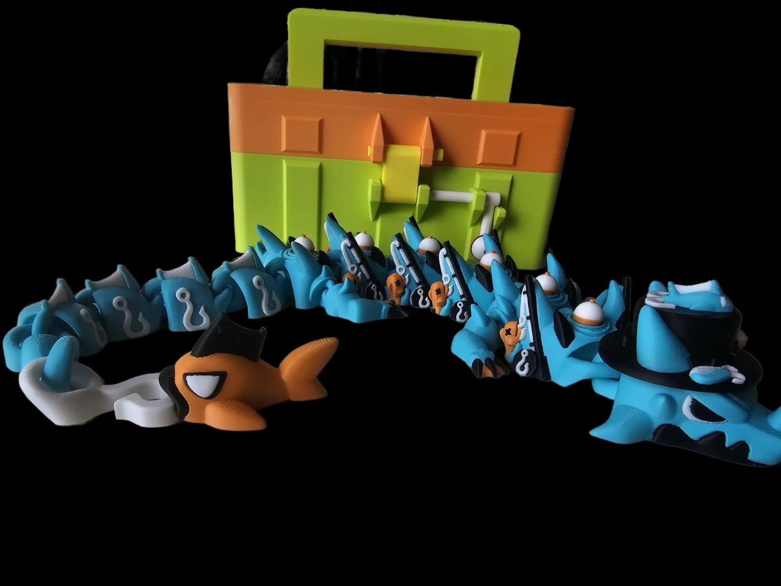Fishing Dragon Toy with Tackle Box - 3D Printed Dragon
