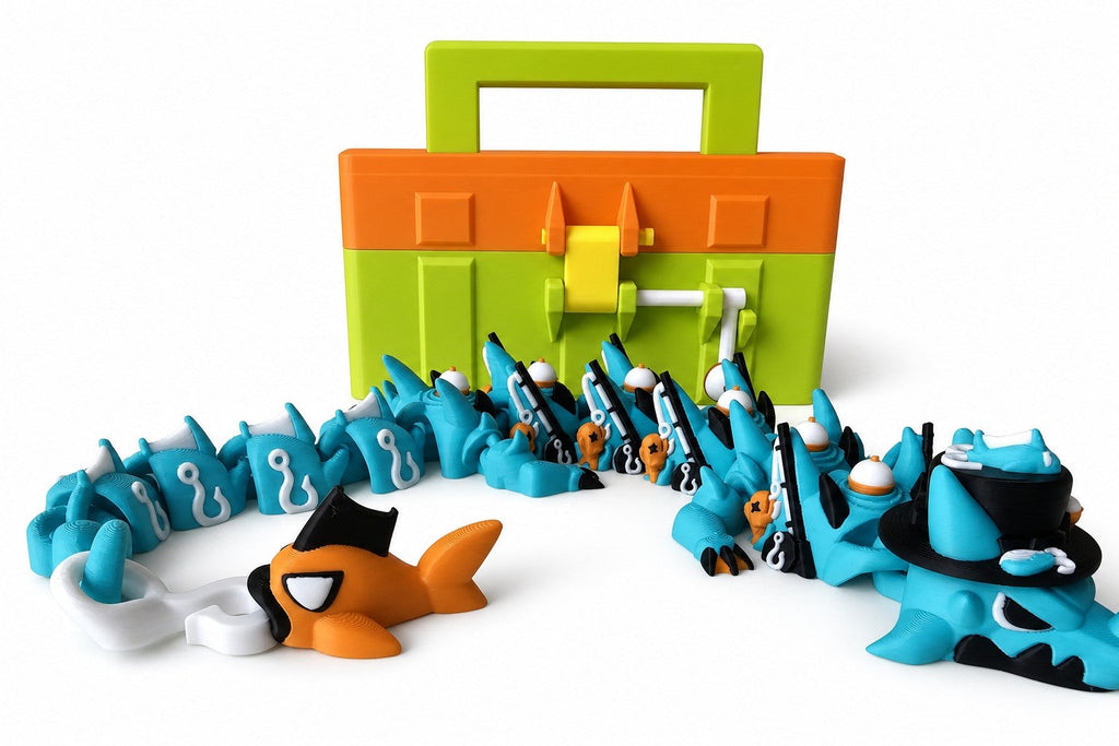 Fishing Dragon Toy with Tackle Box - 3D Printed Dragon