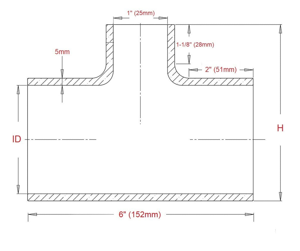 HPS Performance Products HPS 1-3/4" Silicone T Hose Coupler Adapter with 1" Branch, High Temp 4-ply Reinforced